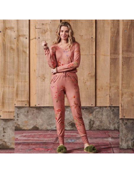 Pantalon long imprimé floral KAWAI PIP STUDIO Rose