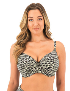 Joli détail drapé sur le devant et renfort latéral caché pour une poitrine galbée Dos en powernet doublé pour un maintien garant