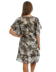 Tunique caftan avec décolleté en V ornée d’un joli détail en point jour échelle noir Mi-longueur 2